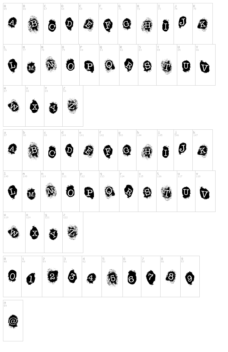 FE Fingerprints Inside font map